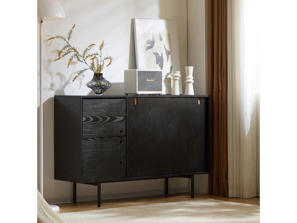 Buffet en métal noir, 120 x 35 x 78 cm