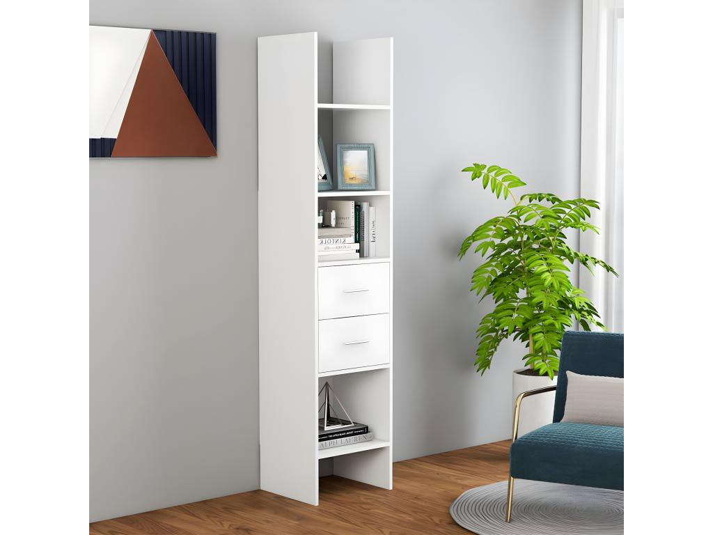 Bibliothèque en bois d'ingénierie blanc, 40 x 35 x 180 cm