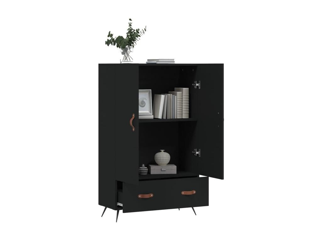 Buffet en bois d'ingénierie noir, 69,5 x 31 x 115 cm