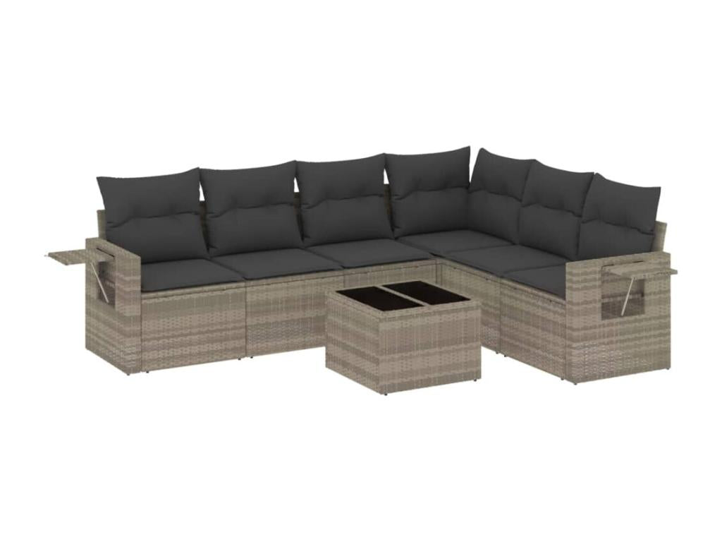 Ensemble de mobilier de jardin en résine tressée grise - dlz1766578877957