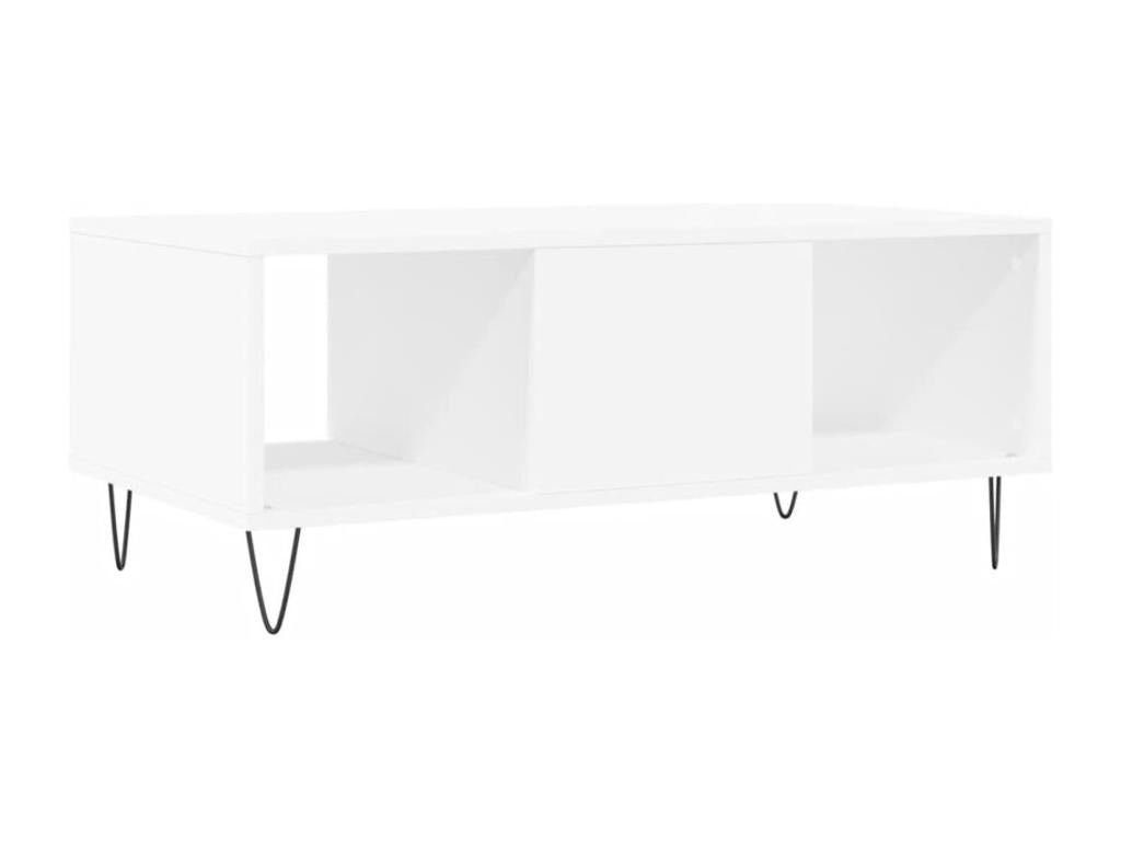 Table basse en bois d'ingénierie blanc, 90 x 50 x 36,5 cm