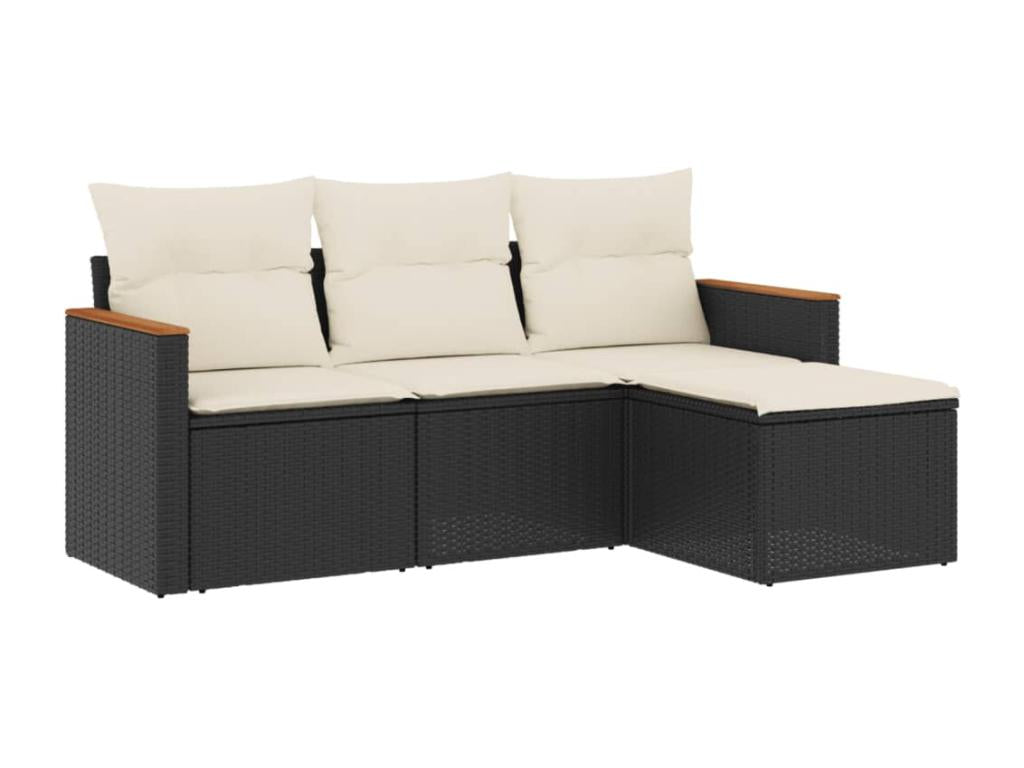 Ensemble de mobilier de jardin en résine tressée noire - dlz1766578366704