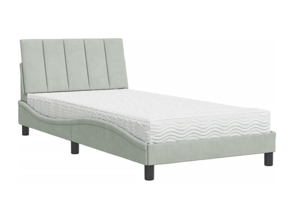 Matelas en velours gris, 100 x 200 cm