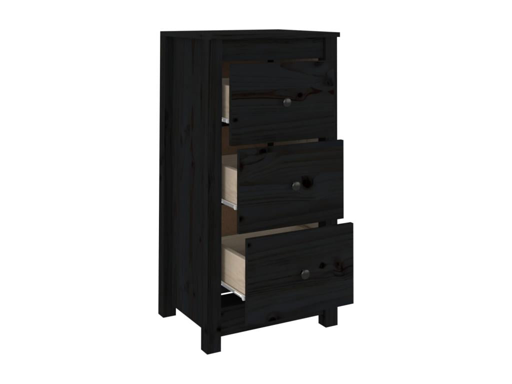 Buffet en bois massif noir, 40 x 35 x 80 cm