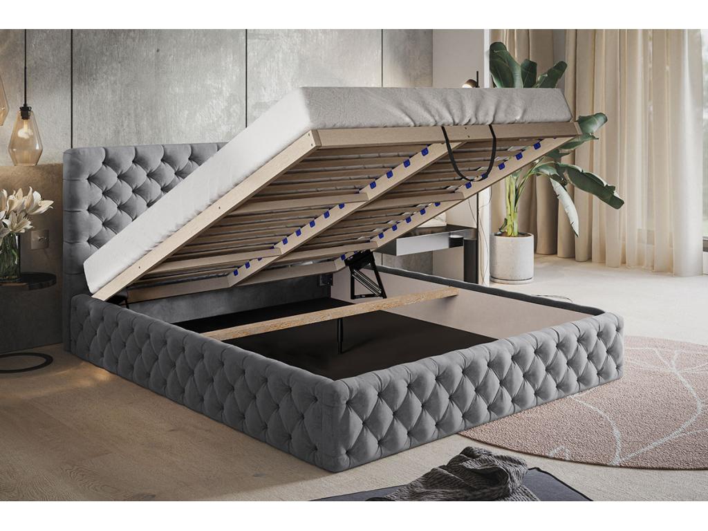 Lit en velours noir, 140 x 200 cm