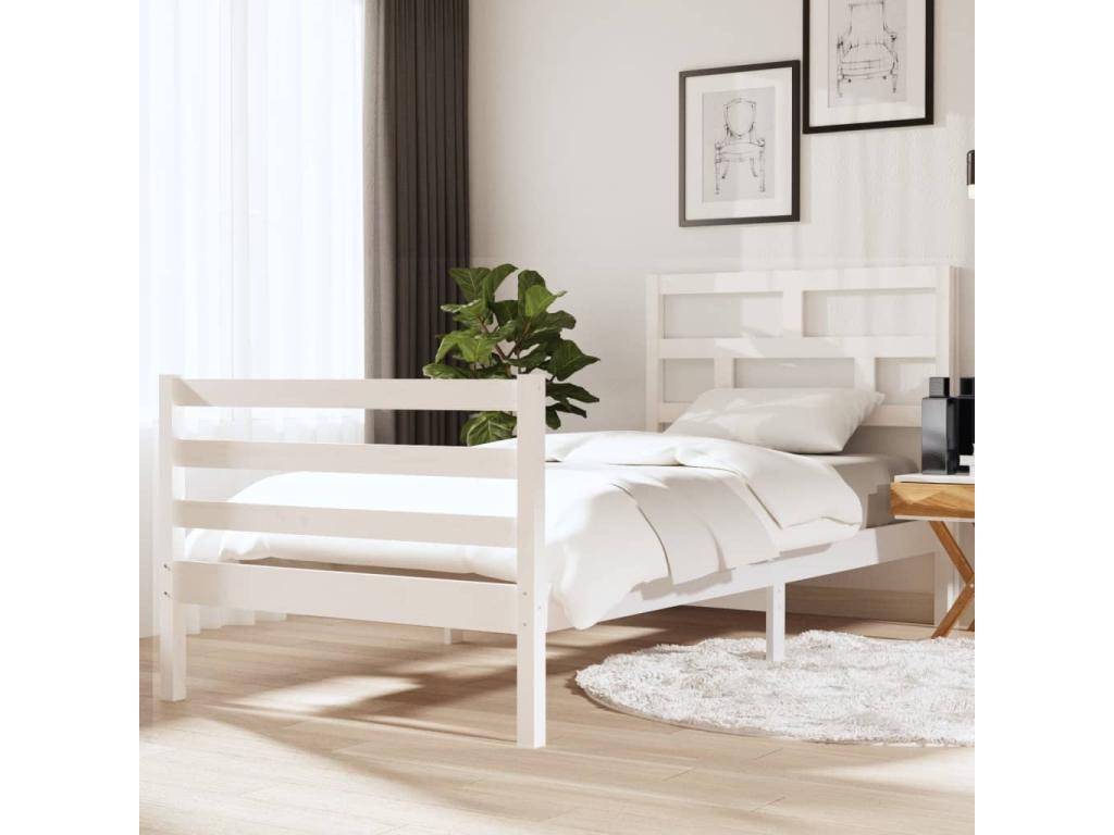 Matelas en bois massif blanc, 90 x 190 cm