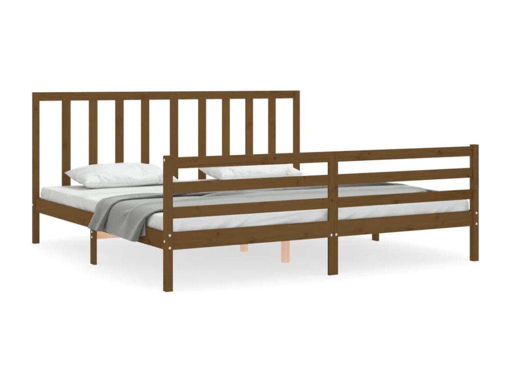 Cadre de lit en bois massif marron, 200 x 200 cm