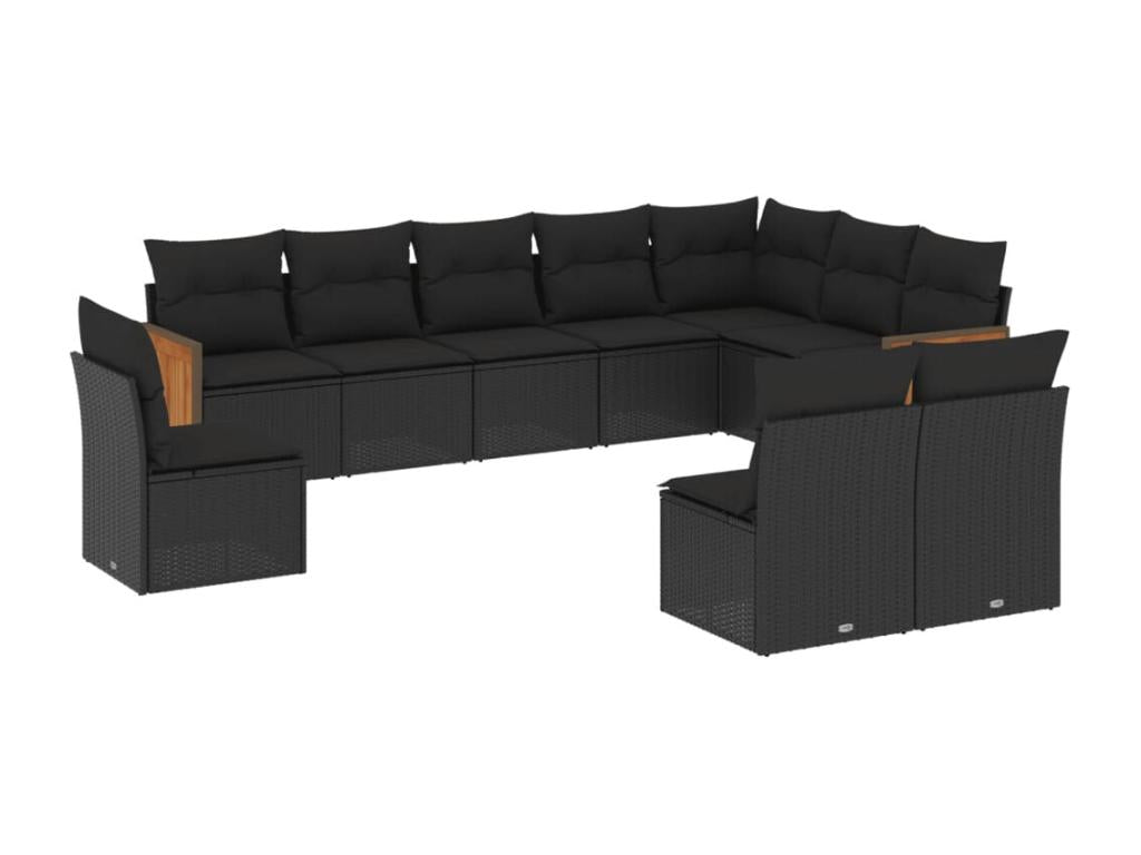 Ensemble de mobilier de jardin en résine tressée noire - dlz1766578536456