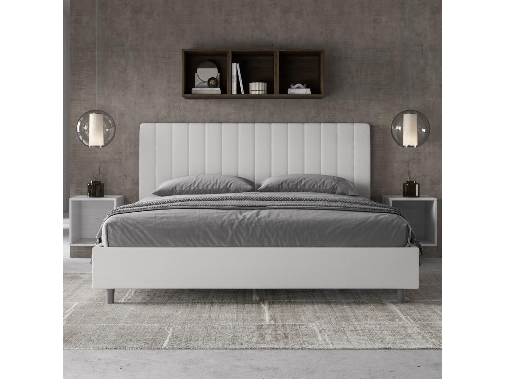 Lit en similicuir blanc, 200 x 200 cm