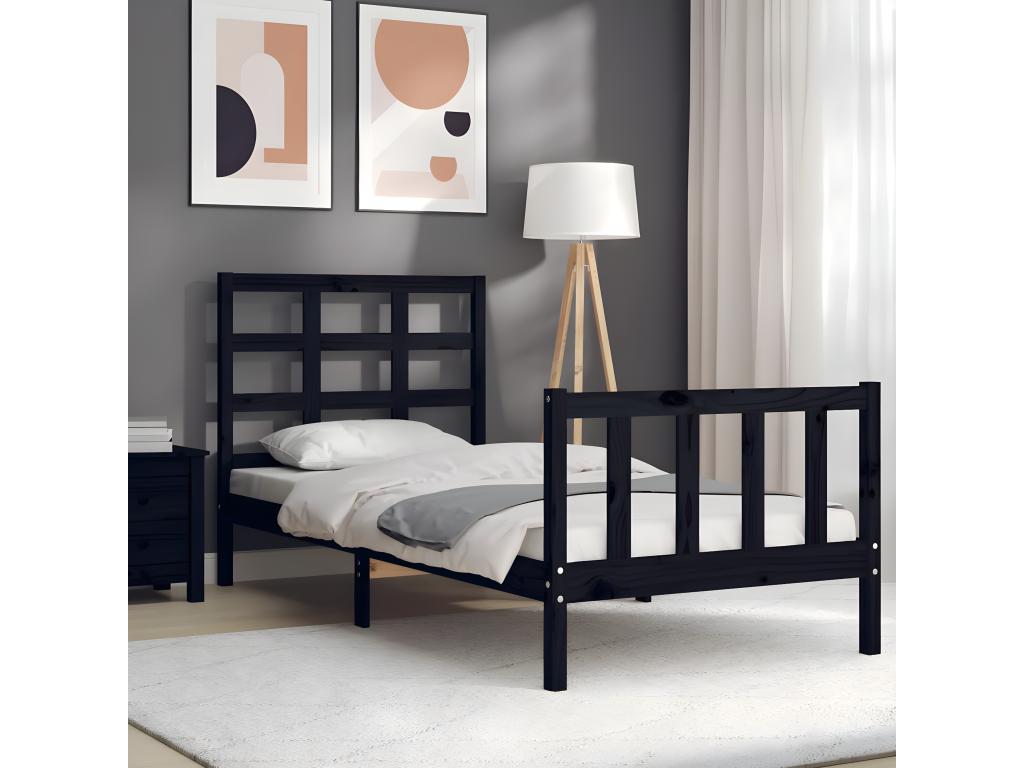 Matelas en bois massif noir, 100 x 200 cm