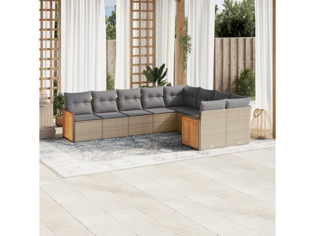 Ensemble de mobilier de jardin en résine tressée beige - dlz1766578957062