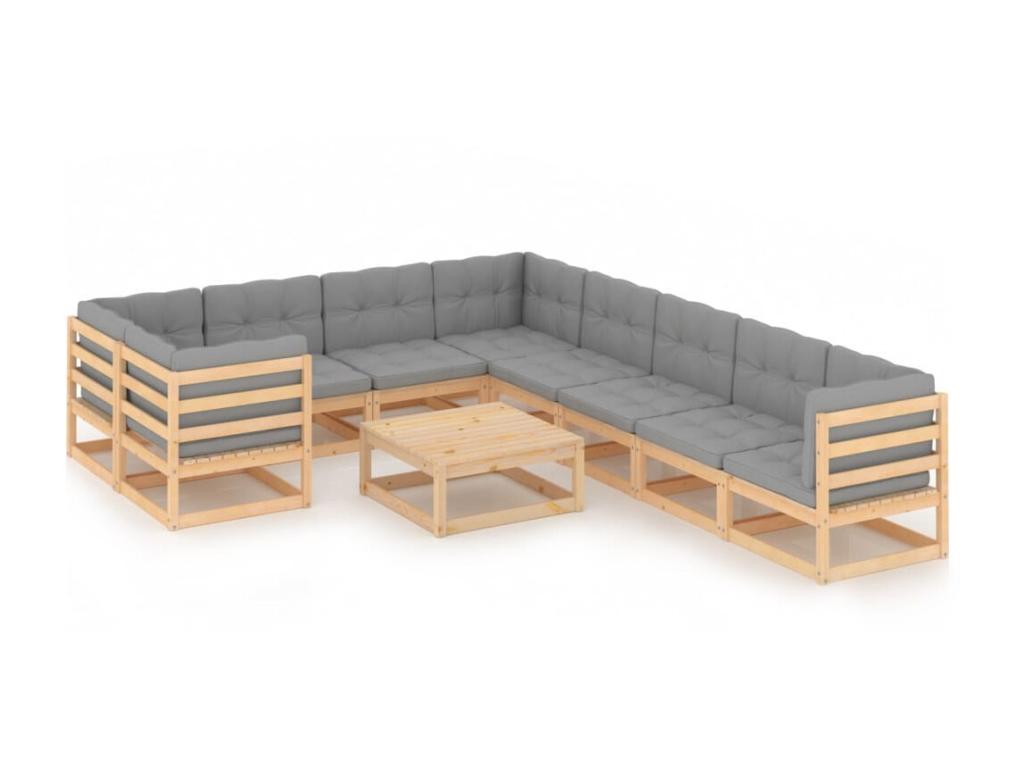 Ensemble de mobilier de jardin en pin naturel - dlz1766578951314