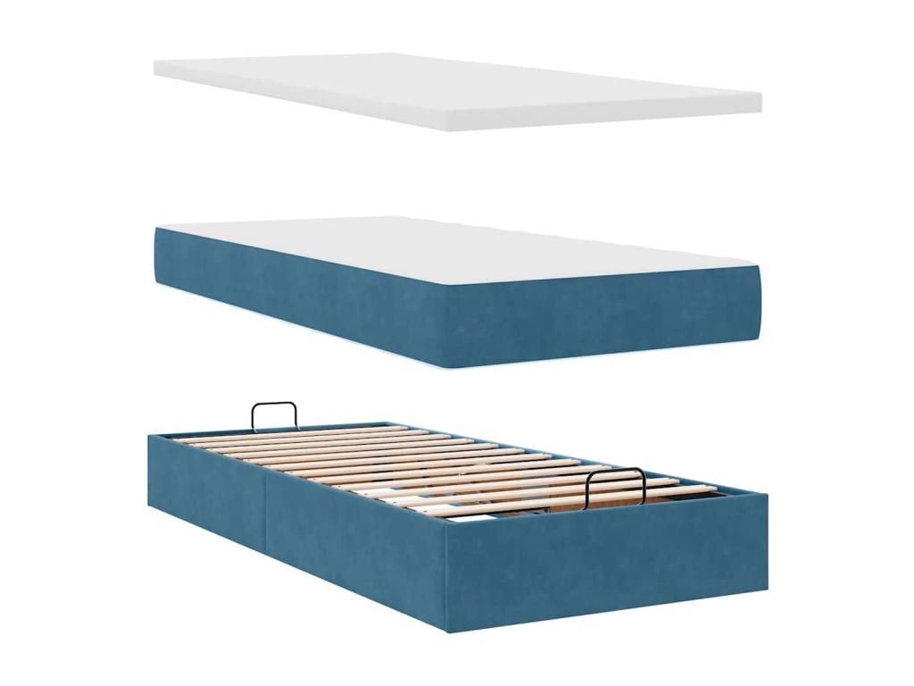 Matelas en velours bleu, 90 x 200 cm