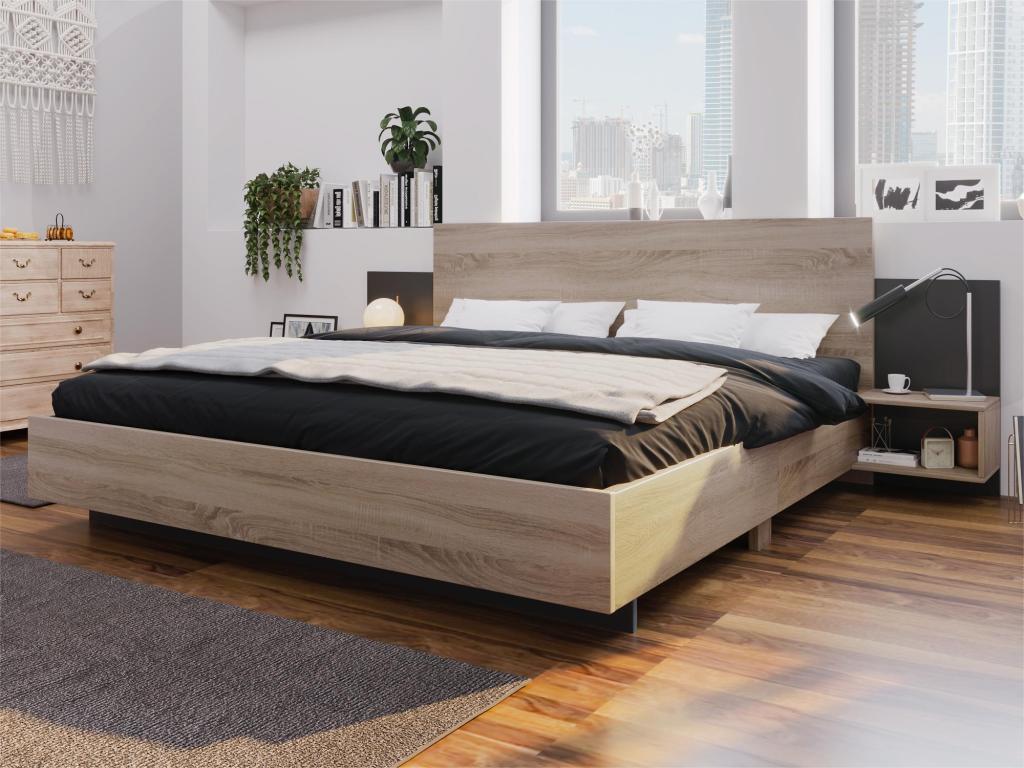 Lit en bois massif naturel, 160 x 200 cm