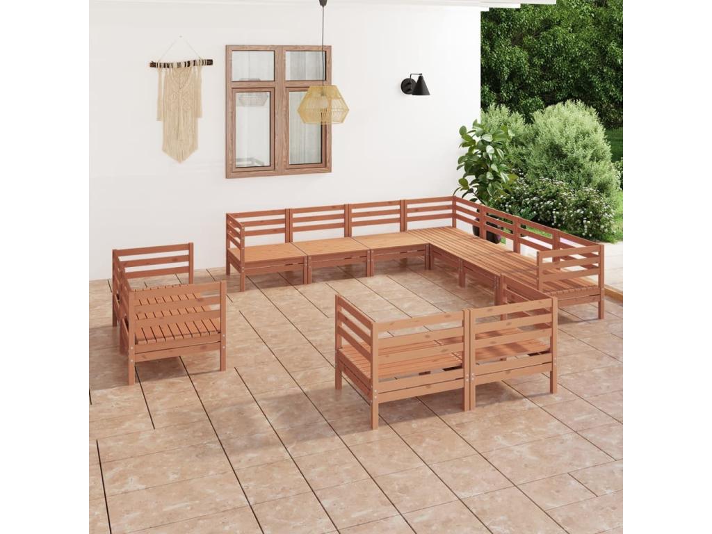 Ensemble de mobilier de jardin en pin brun - dlz1766578827386