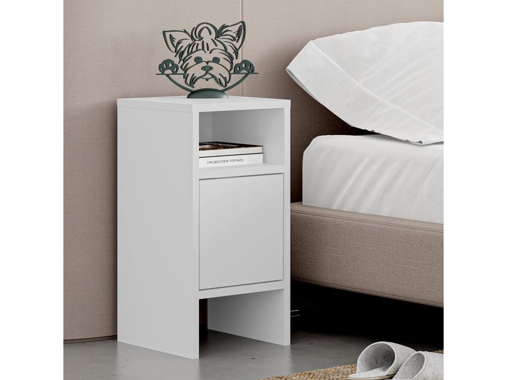 Table de chevet table de nuit avec 1 porte coloris blanc - L- 30 x P- 30 x H- 59 cm UCRY06642