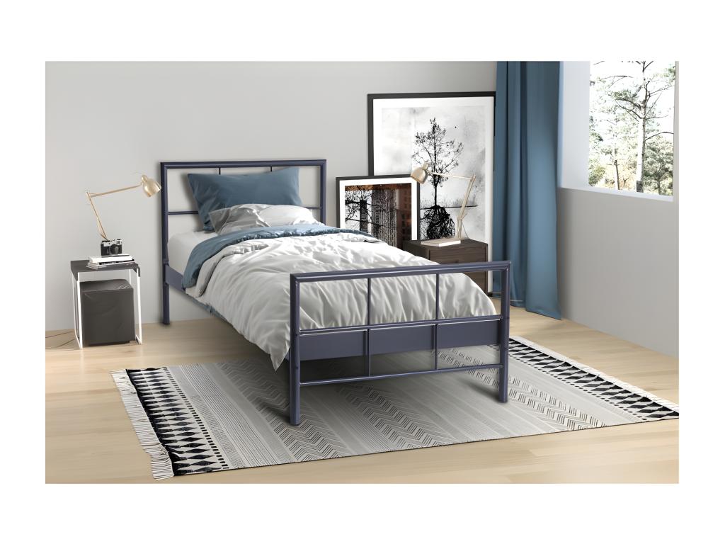 Lit en métal anthracite, 90 x 200 cm