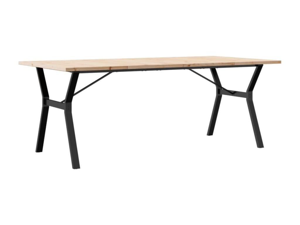 Table à manger cadre en Y 200x100x75.5 cm bois pin massif fonte MLAP88084