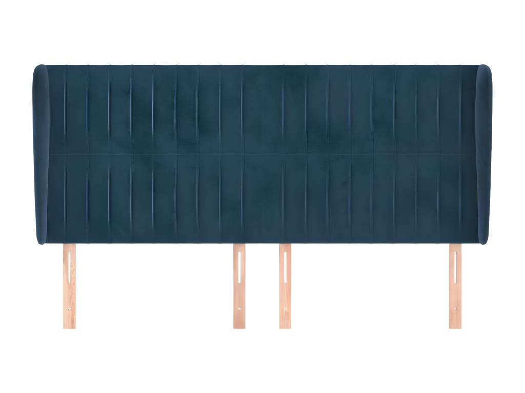 Lit en velours bleu, 203 x 23 x 118 cm