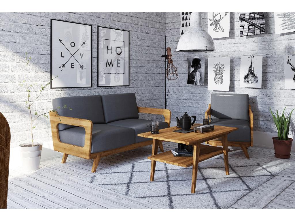 Table basse en chêne naturel, 60 x 80 cm