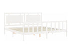 Cadre de lit en bois massif blanc, 180 x 200 cm
