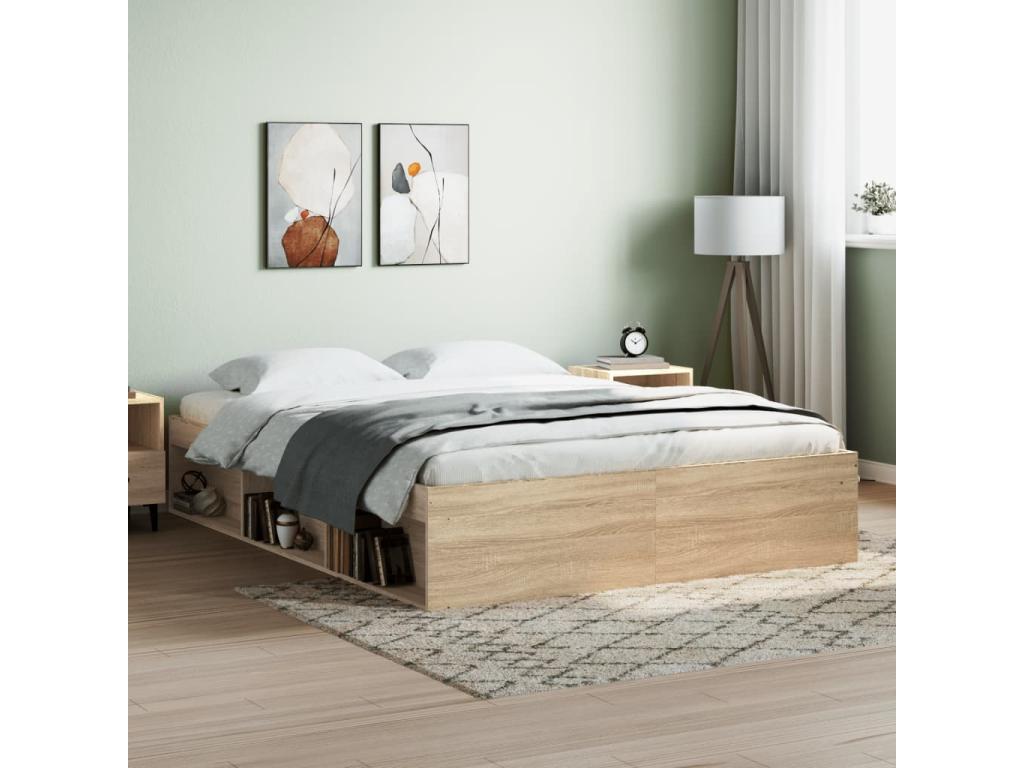 Cadre de lit en chêne brun, 140 x 200 cm