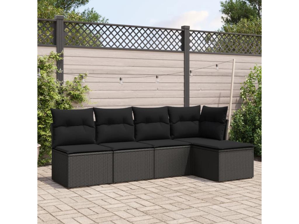 Ensemble de mobilier de jardin en résine tressée noire - dlz1766578521369