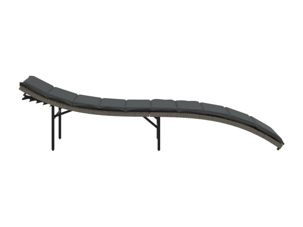Chaise longue en résine tressée grise, 55 x 199 x 50 cm