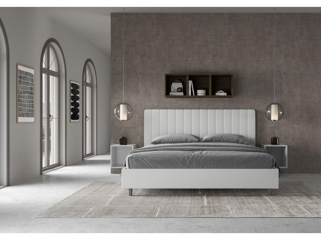 Lit en similicuir blanc, 200 x 200 cm