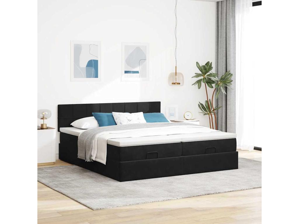 Matelas en velours noir, 160 x 200 cm