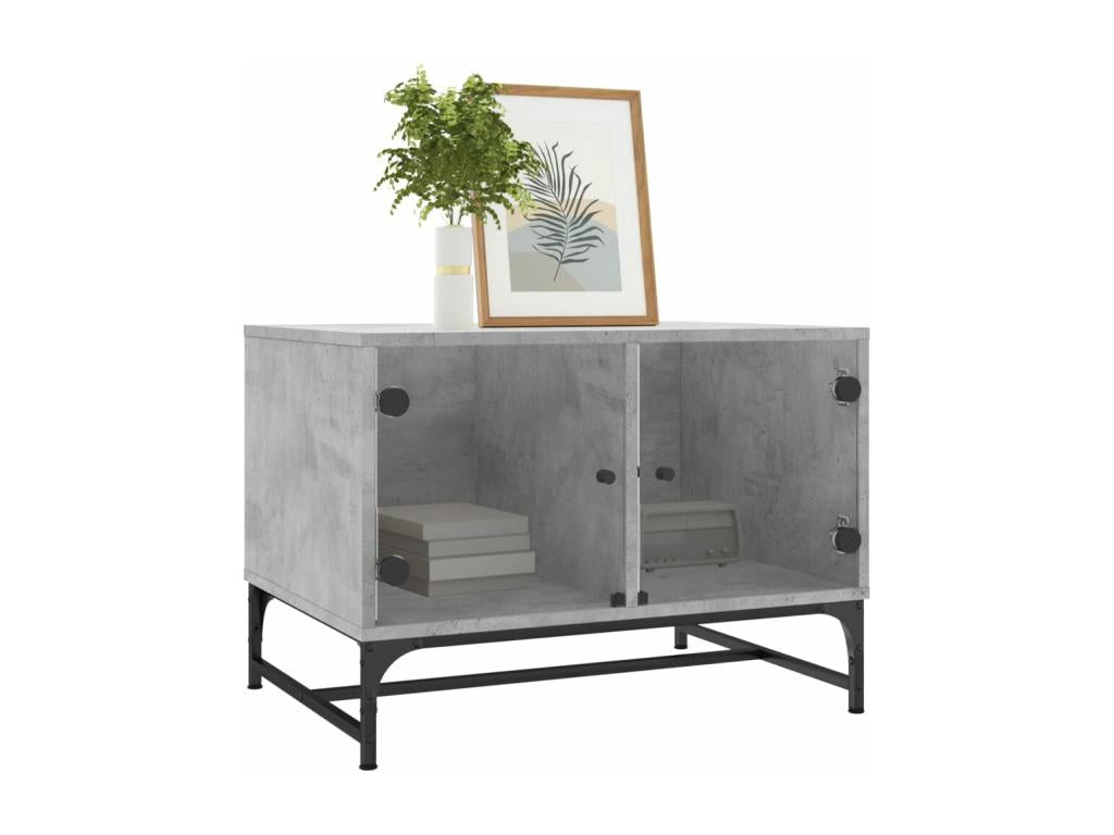 Table basse en verre gris, 68,5 x 50 x 50 cm