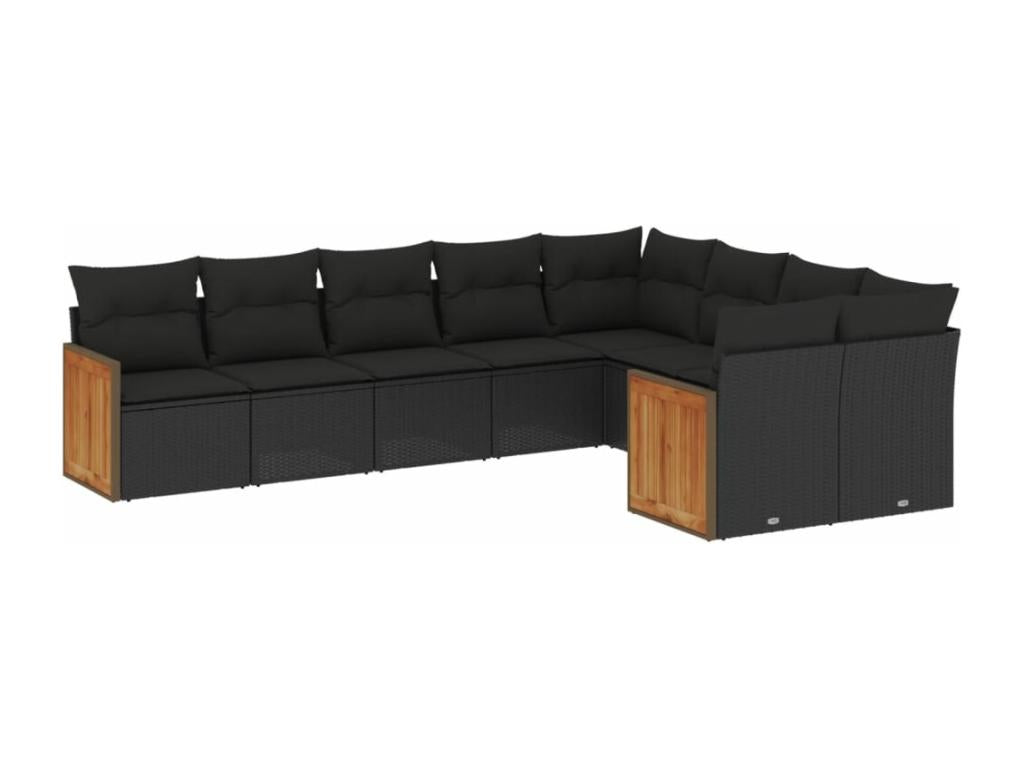 Ensemble de mobilier de jardin en résine tressée noire - dlz1766578917691