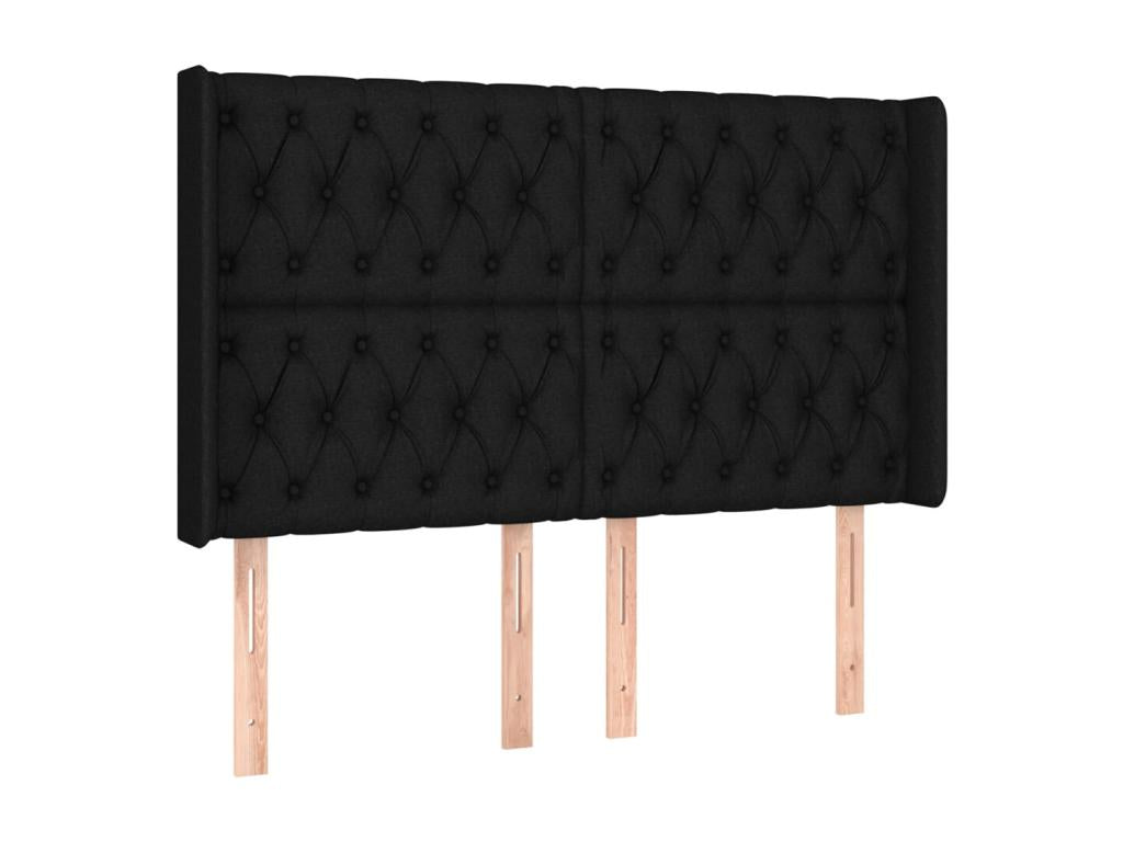 Lit en tissu noir, 163 x 16 x 118 cm