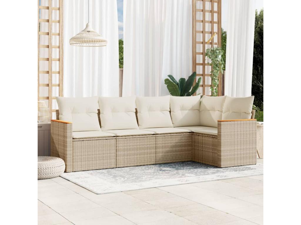 Ensemble de mobilier de jardin en résine tressée beige - dlz1766578948303