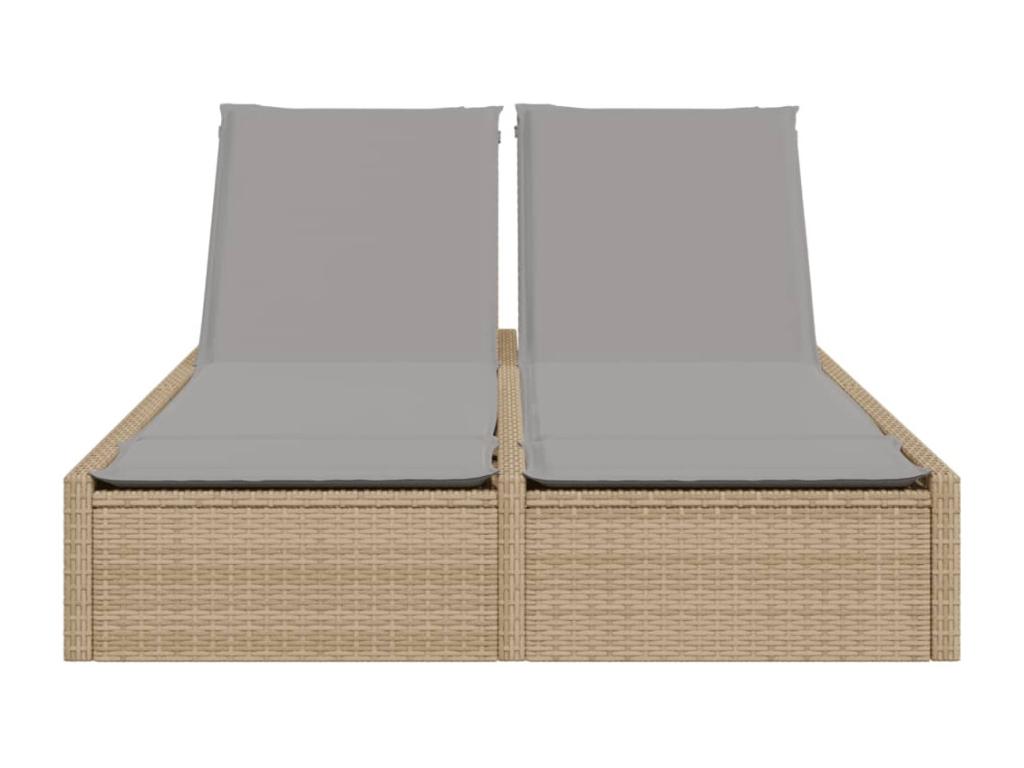 Chaise longue en résine tressée beige