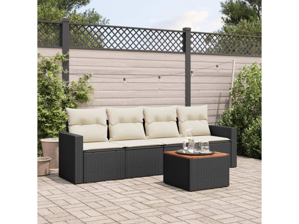 Ensemble de mobilier de jardin en résine tressée noire - dlz1766578412667