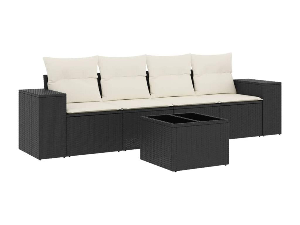 Ensemble de mobilier de jardin en résine tressée noire - dlz1766578569490