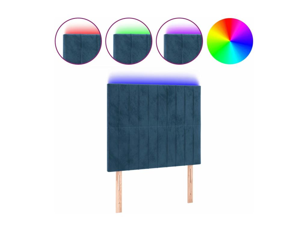 Lit en velours bleu, 100 x 5 x 118 cm