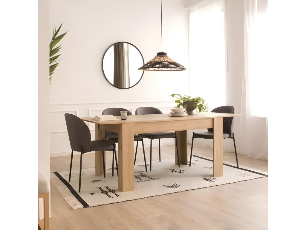 Table à manger extensible en bois naturel 140x74 KLWX55516