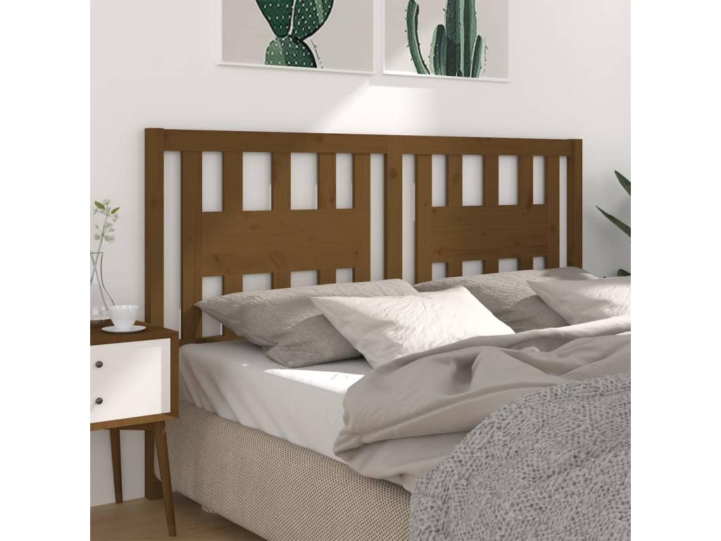 Lit en bois massif marron, 141 x 4 x 100 cm