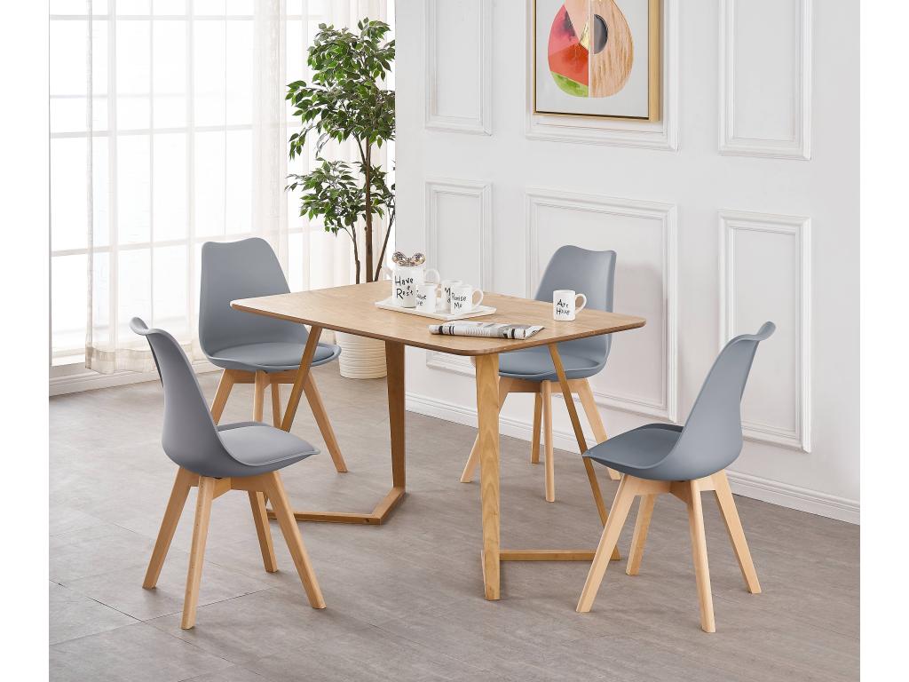 Dormeva - Ensemble Table à Manger Effet Chêne 4 Chaises Dormeva Grises - Style Moderne PZCA47236