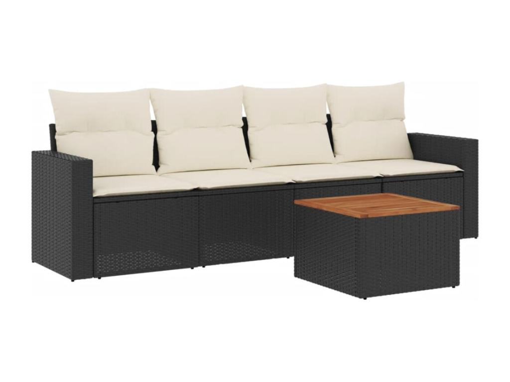 Ensemble de mobilier de jardin en résine tressée noire - dlz1766578412667