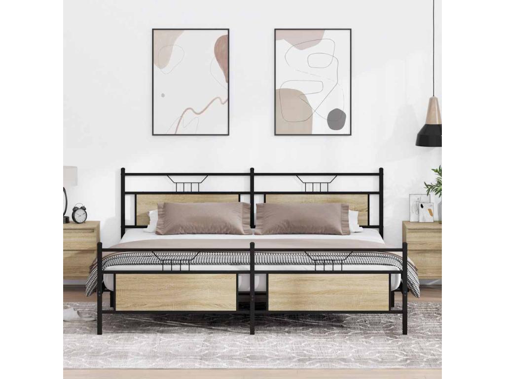 Matelas en bois de chêne brun, 193 x 203 cm