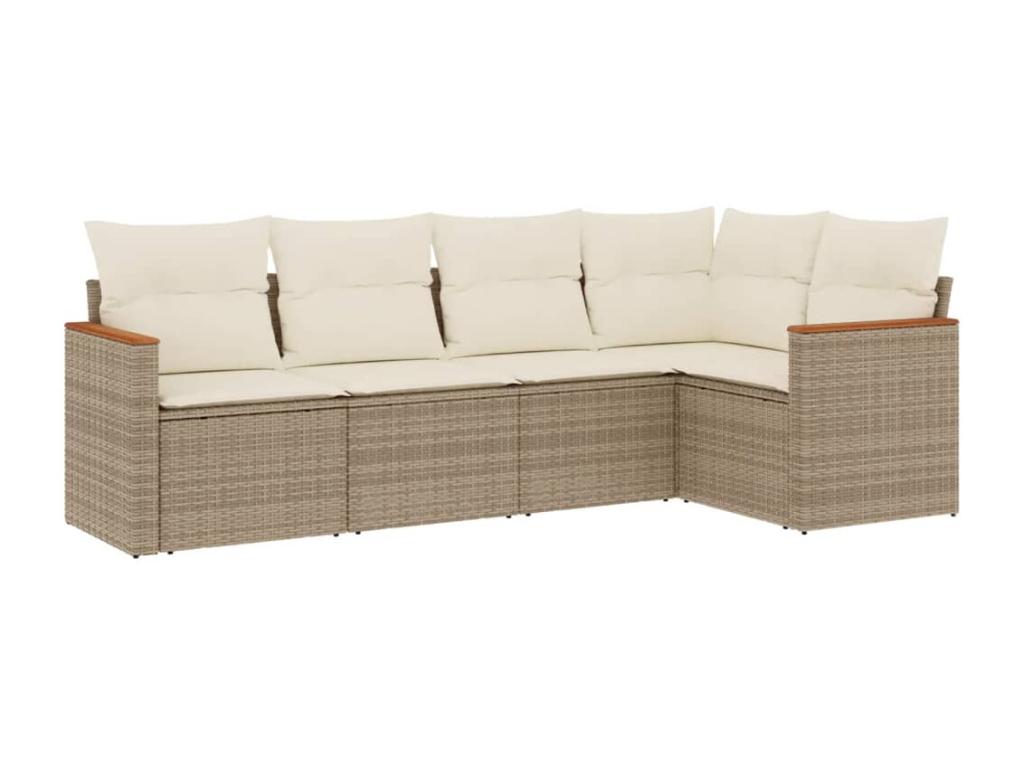 Ensemble de mobilier de jardin en résine tressée beige - dlz1766578948303