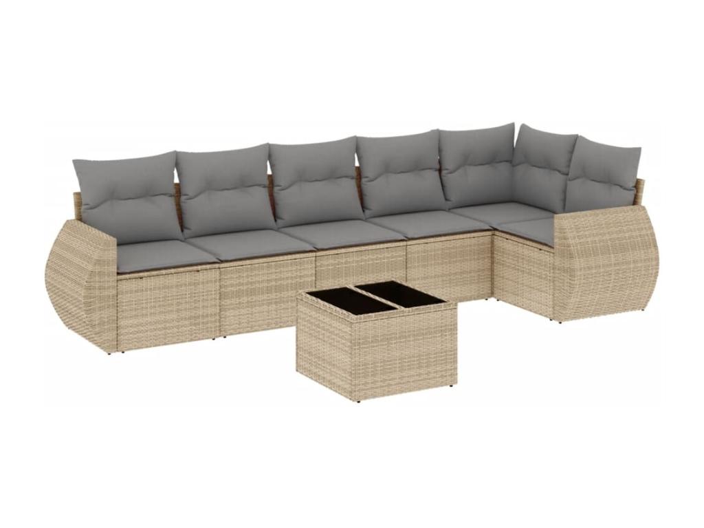 Ensemble de mobilier de jardin en résine tressée beige - dlz1766578729162