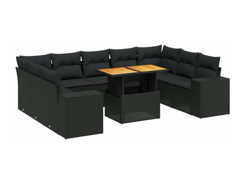 Ensemble de mobilier de jardin en résine tressée noire - dlz1766578978396