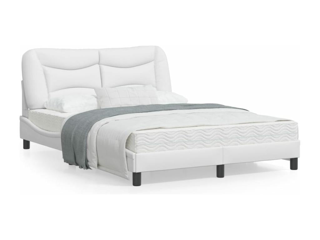 Cadre de lit en similicuir blanc, 140 x 190 cm