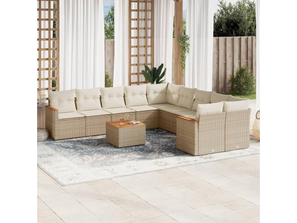 Ensemble de mobilier de jardin en résine tressée beige - dlz1766578565565