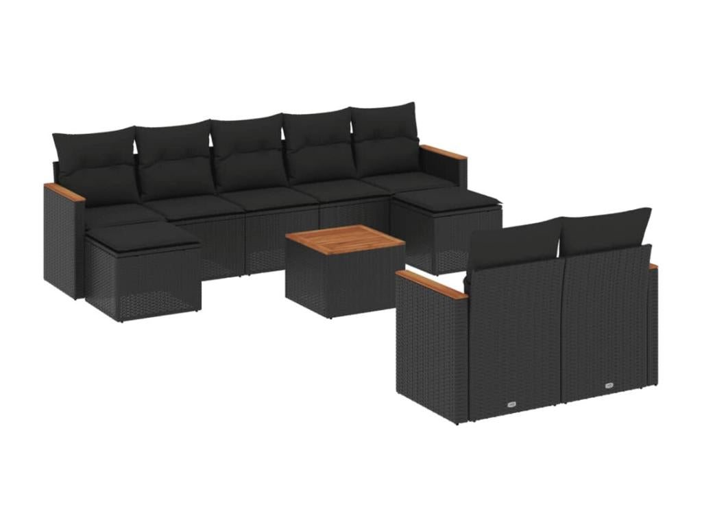 Ensemble de mobilier de jardin en résine tressée noire - dlz1766578913454