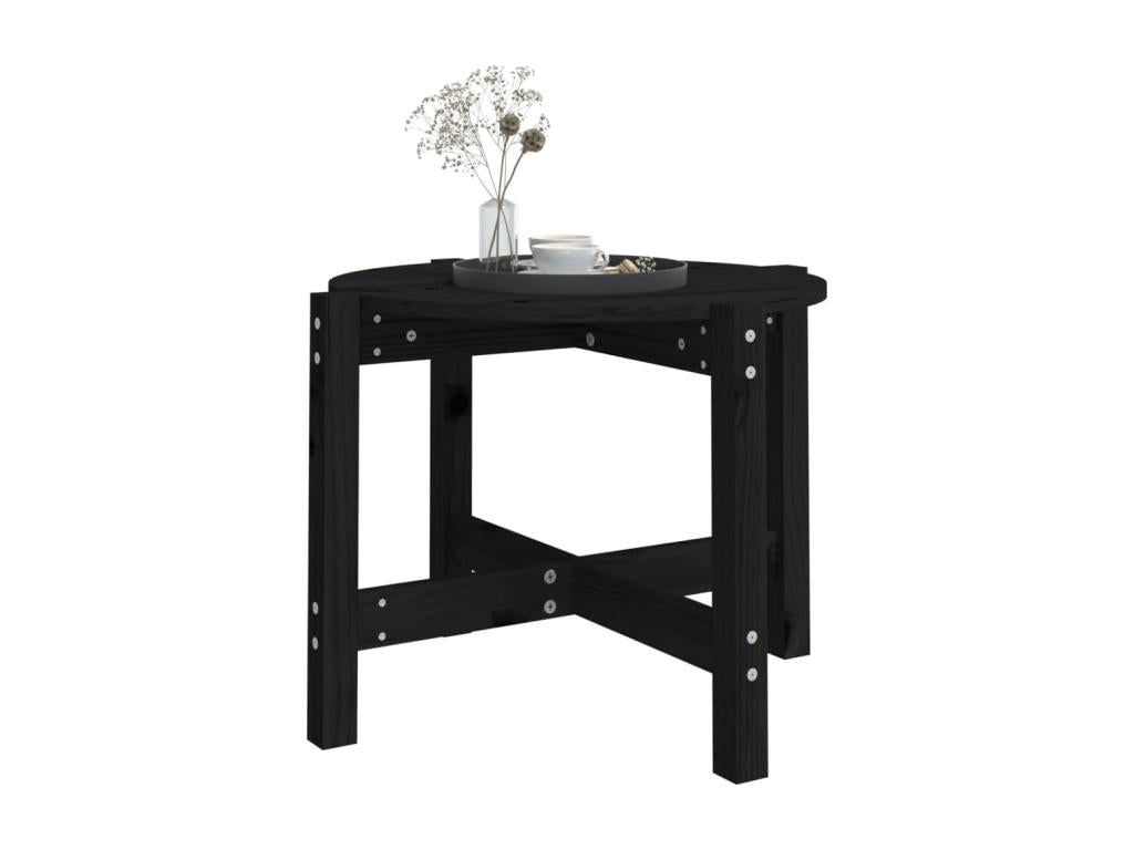 Table basse en bois massif noir, 62,5 x 45 cm
